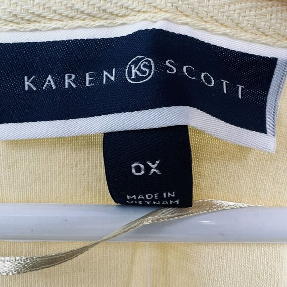 NWT Karen Scott Woman 0X Lace Up Scoop Neck Yellow Top Blouse Summer Casual - Picture 5 of 7
